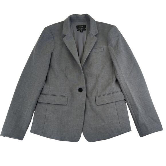 J.Crew Regent Blazer Jacket Gray 4 Season Stretch Single Button Women's 10 K5961 - Picture 1 of 10